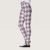 Roze Grijs Geruit Diamant Patroon Leggings (Links)