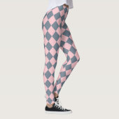 Roze Grijs Geruit Diamant Patroon Leggings (Rechts)