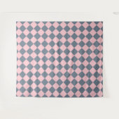 Roze Grijs Geruit Diamant Patroon Wandkleed (Voorkant (horizontaal))