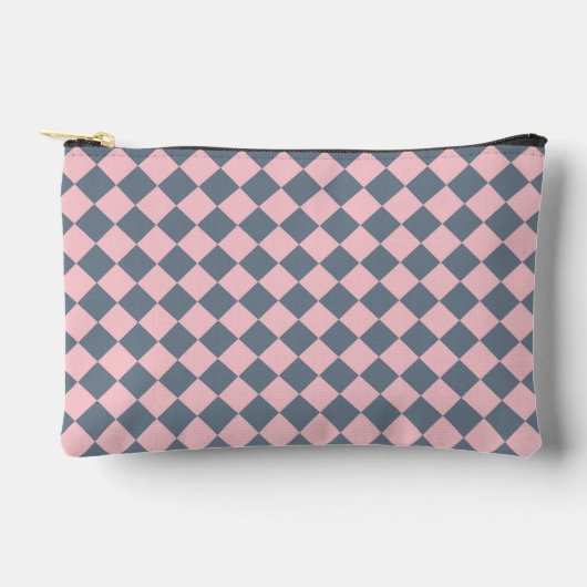 Roze Grijs Geruit Diamantpatroon Klein Etui (Voorkant)