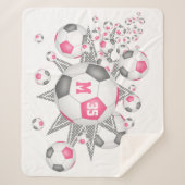 Roze Grijs Girly voetbal Blowout Sportdecor Sherpa Deken (Voorkant)