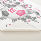 Roze Grijs Girly voetbal Blowout Sportdecor Sherpa Deken (3/4)