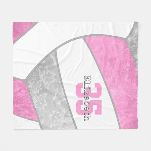 Roze Grijs Girly Volleyball W Atleet Aangepaste Na Fleece Deken (Voorkant (Horizontaal))