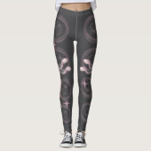 Roze, Grijs, Glas Dragonflies met Sterren Leggings (Voorkant)