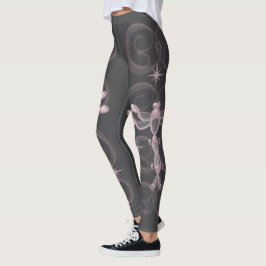 Roze, Grijs, Glas Dragonflies met Sterren Leggings