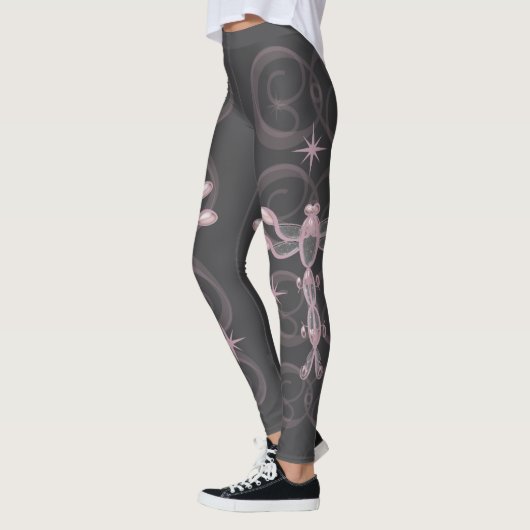 Roze, Grijs, Glas Dragonflies met Sterren Leggings (Links)