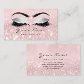 Roze Grijs Glitter Make-up Artiest Lashes Extensio Visitekaartje (Voorkant / Achterkant)