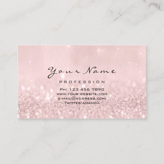 Roze Grijs Glitter Make-up Artiest Lashes Extensio Visitekaartje (Achterkant)