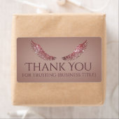 Roze Grijs Glitter Wimpers Vleugels Zalm Label (Insitu)