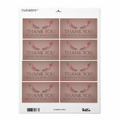 Roze Grijs Glitter Wimpers Vleugels Zalm Label (Full Sheet)