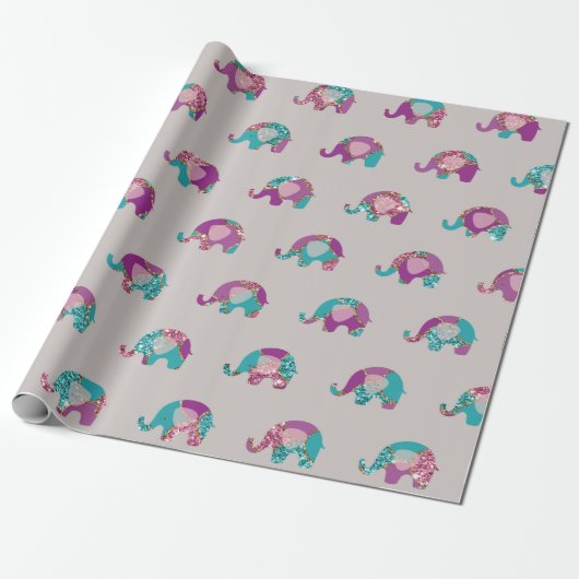Roze Grijs Grijs Orchidee Prinses Olifant Blauwgro Cadeaupapier (Uitgerold)