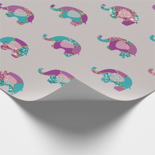 Roze Grijs Grijs Orchidee Prinses Olifant Blauwgro Cadeaupapier (Hoek)