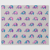 Roze Grijs Grijs Paarse Prinses Olifant Nieuwe Bab Cadeaupapier (Vlak)