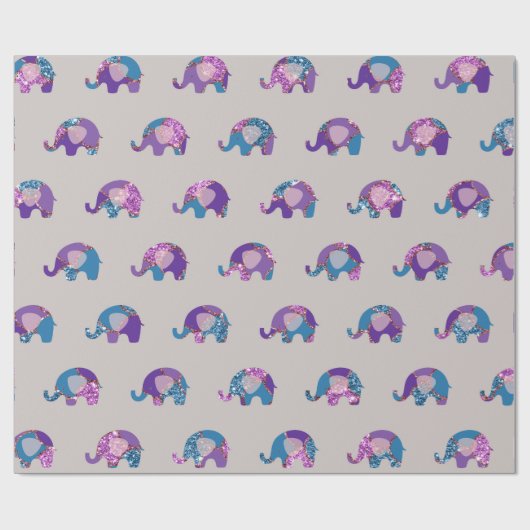 Roze Grijs Grijs Paarse Prinses Olifant Nieuwe Bab Cadeaupapier (Vlak)