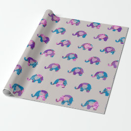 Roze Grijs Grijs Paarse Prinses Olifant Nieuwe Bab Cadeaupapier