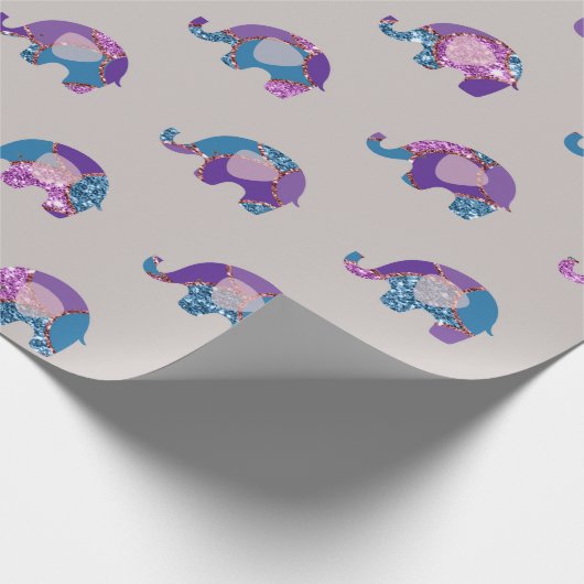 Roze Grijs Grijs Paarse Prinses Olifant Nieuwe Bab Cadeaupapier (Hoek)