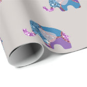 Roze Grijs Grijs Paarse Prinses Olifant Nieuwe Bab Cadeaupapier (Rol Hoek)