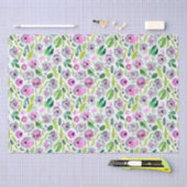 Roze Grijs Groen Bloemig Bruiloft Jubileum Haar  Tissuepapier (Craft)