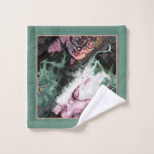 Roze, grijs-groene stropdas kleurstof marmer patro bad handdoek (Wasdoekje)