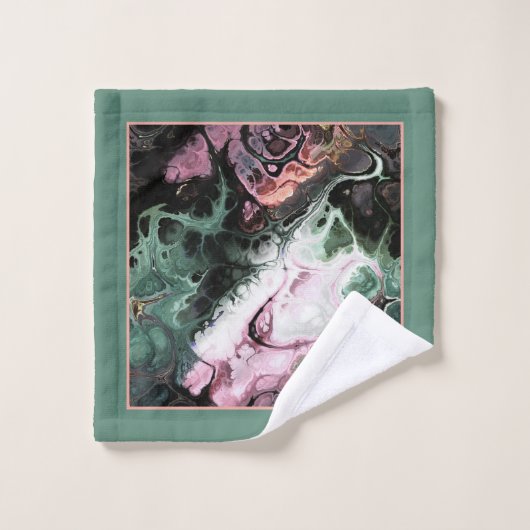 Roze, grijs-groene stropdas kleurstof marmer patro bad handdoek (Wasdoekje)