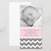 Roze grijs Hartelijk dank Baby showers fotokaarten Bedankkaart (Voorkant / Achterkant)