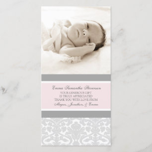 Roze grijs Hartelijk dank Baby showers fotokaarten Bedankkaart