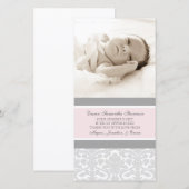 Roze grijs Hartelijk dank Baby showers fotokaarten Bedankkaart (Voorkant / Achterkant)