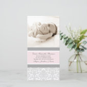 Roze grijs Hartelijk dank Baby showers fotokaarten Bedankkaart (Staand voorkant)