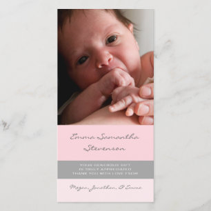 Roze grijs Hartelijk dank Baby showers fotokaarten Bedankkaart