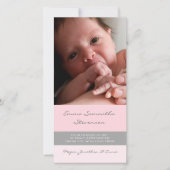 Roze grijs Hartelijk dank Baby showers fotokaarten Bedankkaart (Voorkant)
