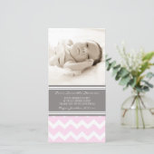 Roze grijs Hartelijk dank Baby showers fotokaarten Bedankkaart (Staand voorkant)