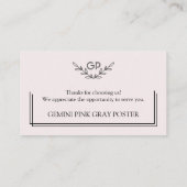 Roze/grijs Hartelijk dank voor de ondersteuning va Visitekaartje (Achterkant)