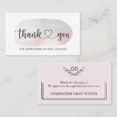 Roze/grijs Hartelijk dank voor de ondersteuning va Visitekaartje (Voorkant / Achterkant)