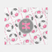 roze grijs Het voetbalveld is mijn gelukkige plek Fleece Deken (Voorkant (Horizontaal))