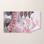 Roze Grijs Japanse Sakura Bloesems Pagoda Bad Handdoek (Handdoek)