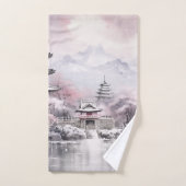 Roze Grijs Japanse Sakura Bloesems Pagoda Bad Handdoek (Handdoek)