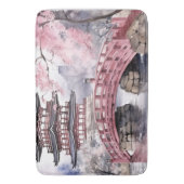 Roze Grijs Japanse Sakura Bloesems Pagoda Badmat (Voorkant Verticaal)