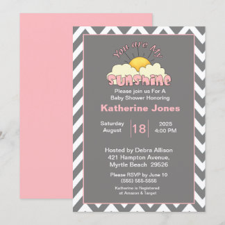 Roze grijs Je bent mijn Sunshine Baby shower Kaart