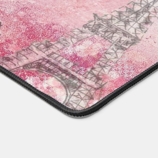  Roze Grijs Je T'aime Eiffeltoren Custom Bureaumat (Hoek)