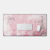  Roze Grijs Je T'aime Eiffeltoren Custom Bureaumat (Keyboard & Muis)