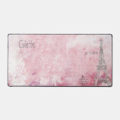  Roze Grijs Je T'aime Eiffeltoren Custom Bureaumat (Voorkant)