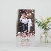 Roze & Grijs Kersenbloesem Lente Bruiloft Bedankkaart (Staand voorkant)