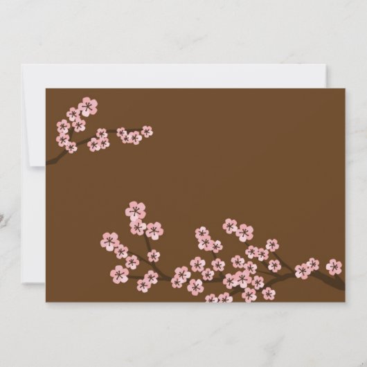 Roze & Grijs Kersenbloesem Lente Bruiloft Kaart (Achterkant)