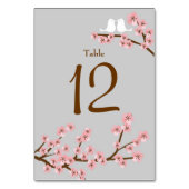 Roze & Grijs Kersenbloesem Lente Bruiloft Kaart (Achterkant)