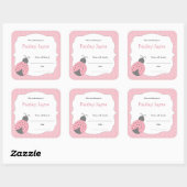 Roze Grijs Ladybug Bookplate / boek baby shower Vierkante Sticker (Vel)