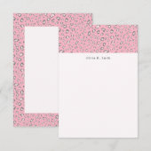 Roze Grijs Leopard 2 gepersonaliseerd Notitiekaartje (Voorkant / Achterkant)