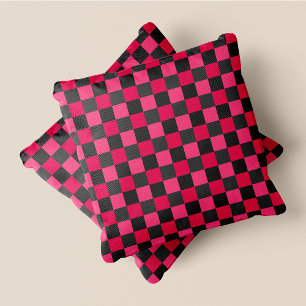 Roze & Grijs Leuke Retro Chic Geruite Pleinen Kussen