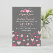 Roze grijs liefde modern en chic trouwkaart kaart (Staand voorkant)