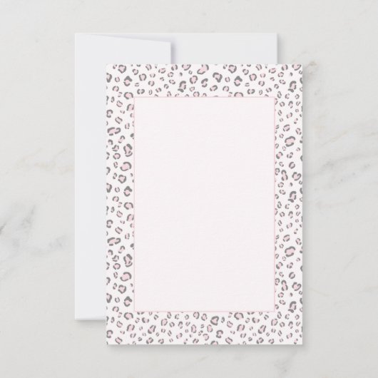 Roze Grijs Luipaard gepersonaliseerd Notitiekaartje (Achterkant)