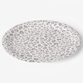 Roze grijs luipaard patroon papieren bordje (Gekanteld)